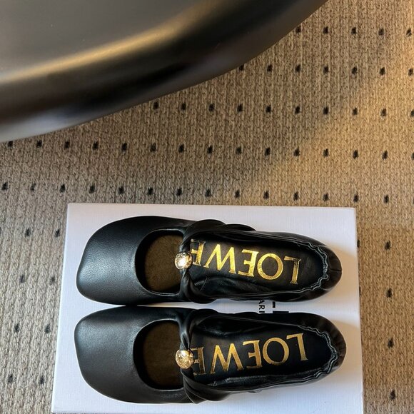 Loewe Ballet Flats – Black Leather with Gold Button, Brand New! - Picture 6 of 9